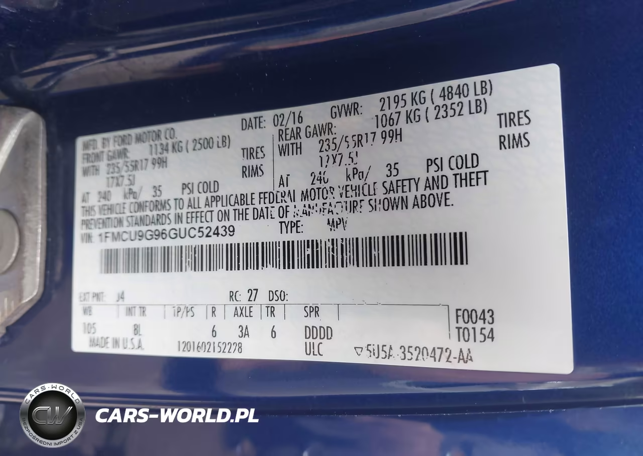 2016 Ford Escape Se VIN:1FMCU9G96GUC52439 - 9