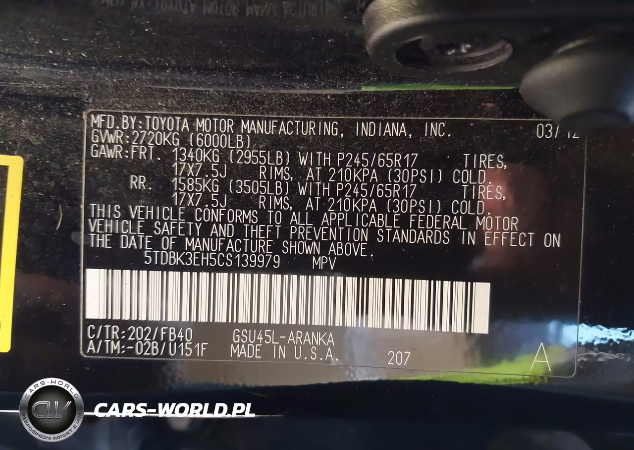 2012 Toyota Highlander Base V6 VIN:5TDBK3EH5CS139979 - 9