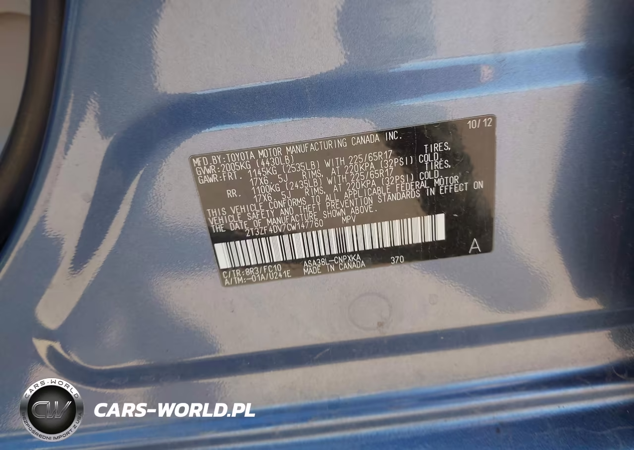 2012 Toyota Rav4 VIN:2T3ZF4DV7CW147760 - 9