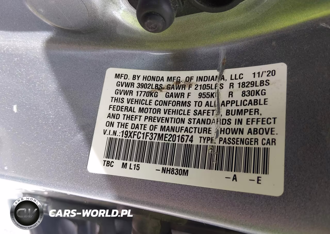 2021 Honda Civic Ex VIN:19XFC1F37ME201674 - 9