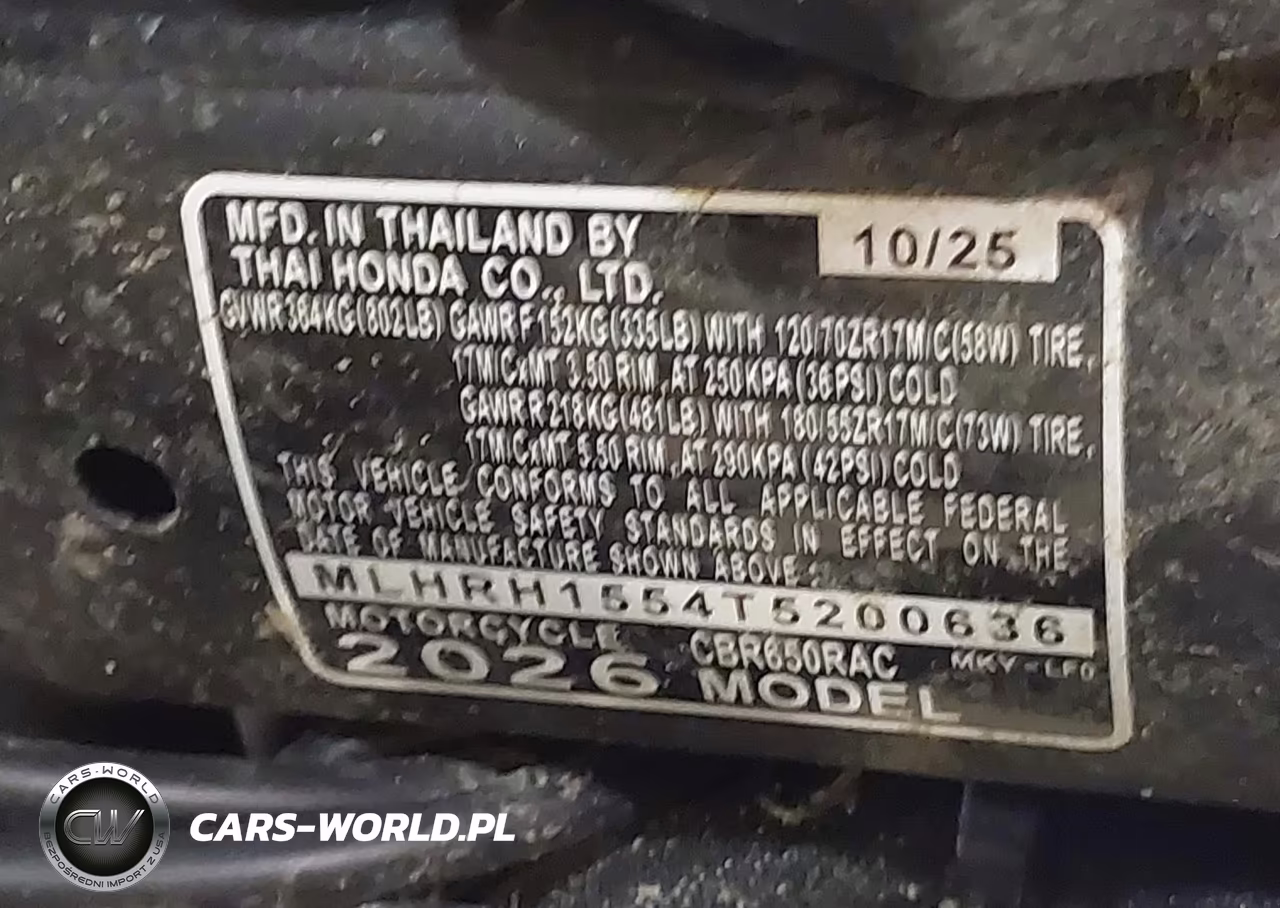 2026 Honda Cbr650 R VIN:MLHRH1554T5200636 - 10