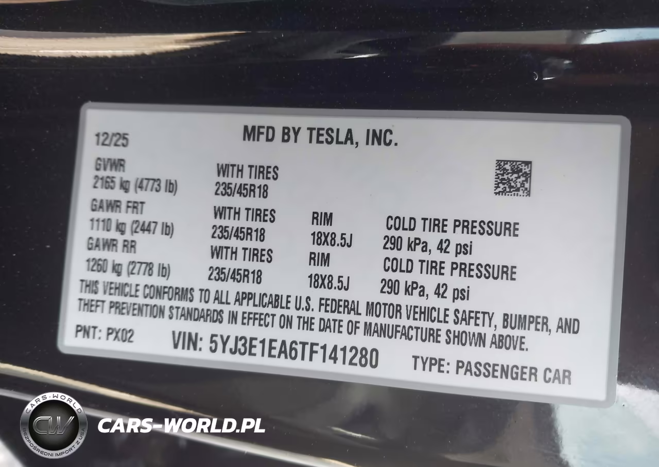 2026 Tesla Model 3 Premium Rear-Wheel Drive-Rear-Wheel Drive VIN:5YJ3E1EA6TF141280 - 9