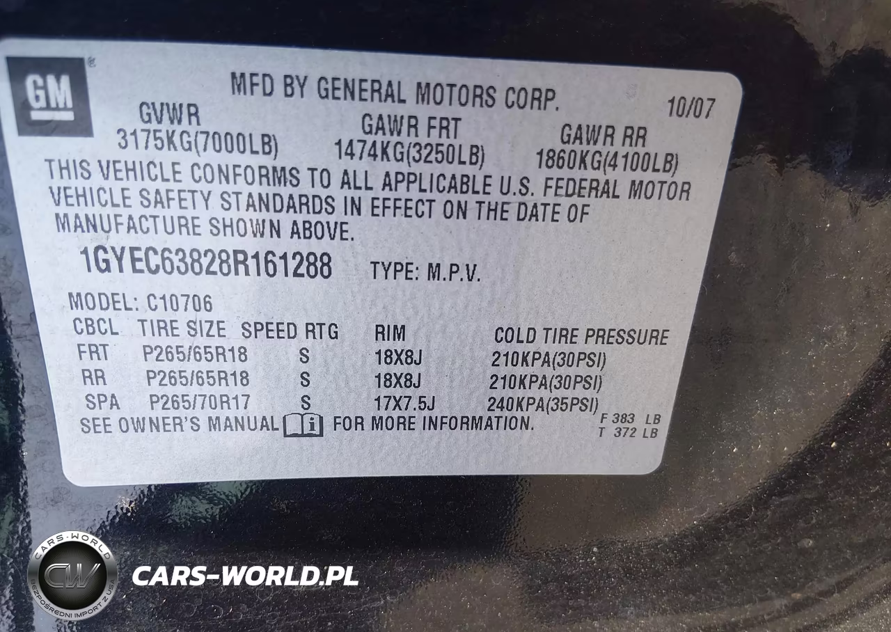 2008 Cadillac Escalade Standard VIN:1GYEC63828R161288 - 9