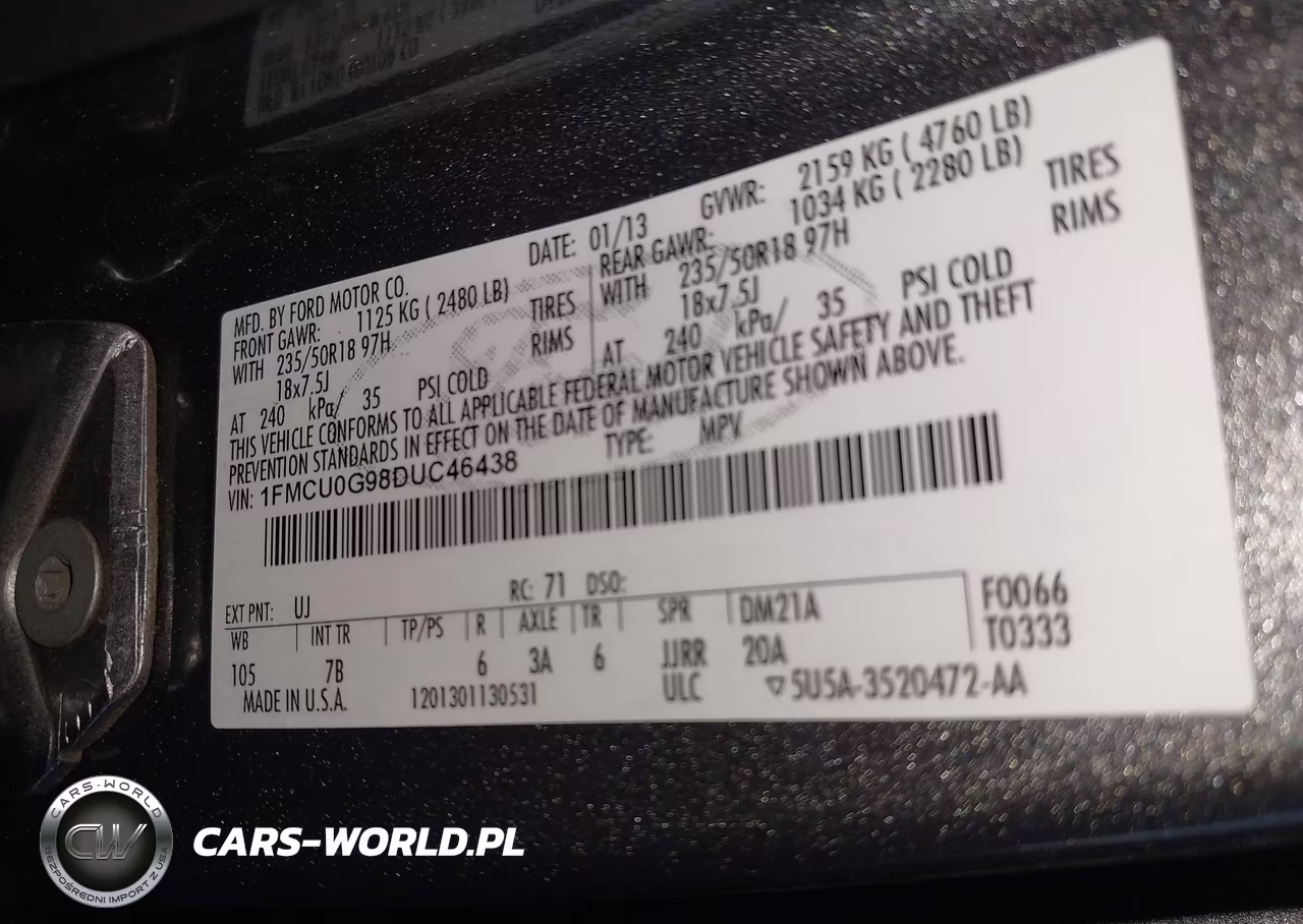 2013 Ford Escape Se VIN:1FMCU0G98DUC46438 - 9