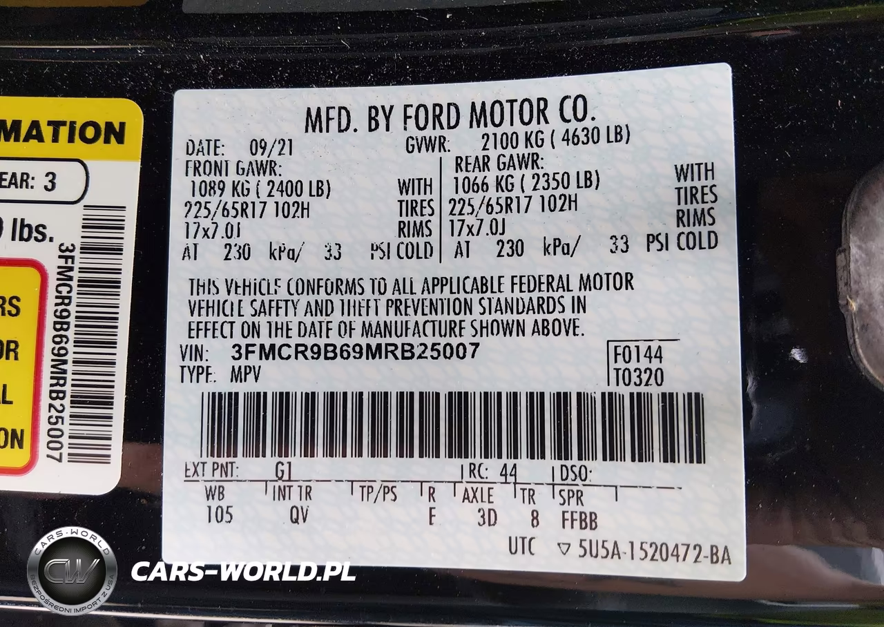 2021 Ford Bronco Sport Big Bend VIN:3FMCR9B69MRB25007 - 9