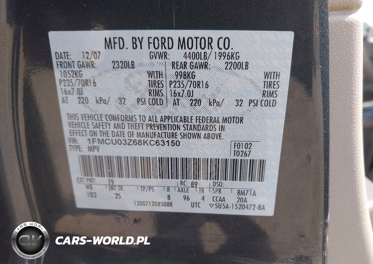 2008 Ford Escape Xlt VIN:1FMCU03Z68KC63150 - 9