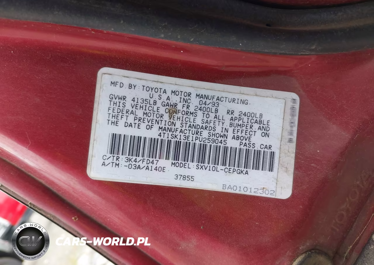 1993 Toyota Camry Xle VIN:4T1SK13E1PU259045 - 9