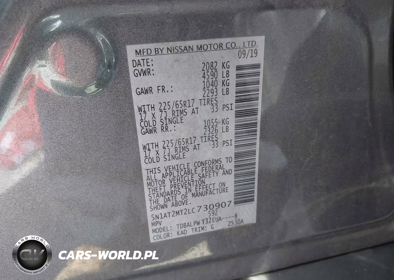 2020 Nissan Rogue S Fwd VIN:5N1AT2MT2LC730907 - 9