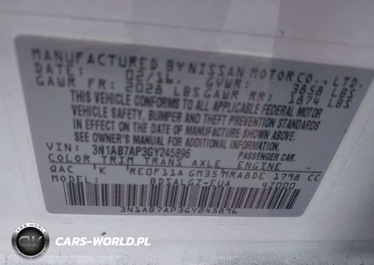 2016 Nissan Sentra Sl VIN:3N1AB7AP3GY245896 - 9