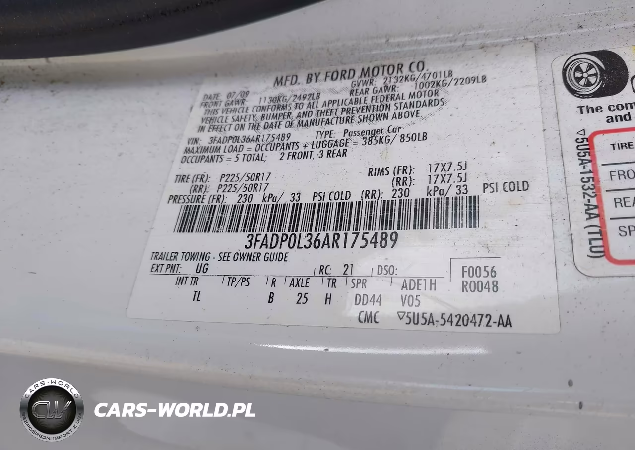 2010 Ford Fusion Hybrid VIN:3FADP0L36AR175489 - 9
