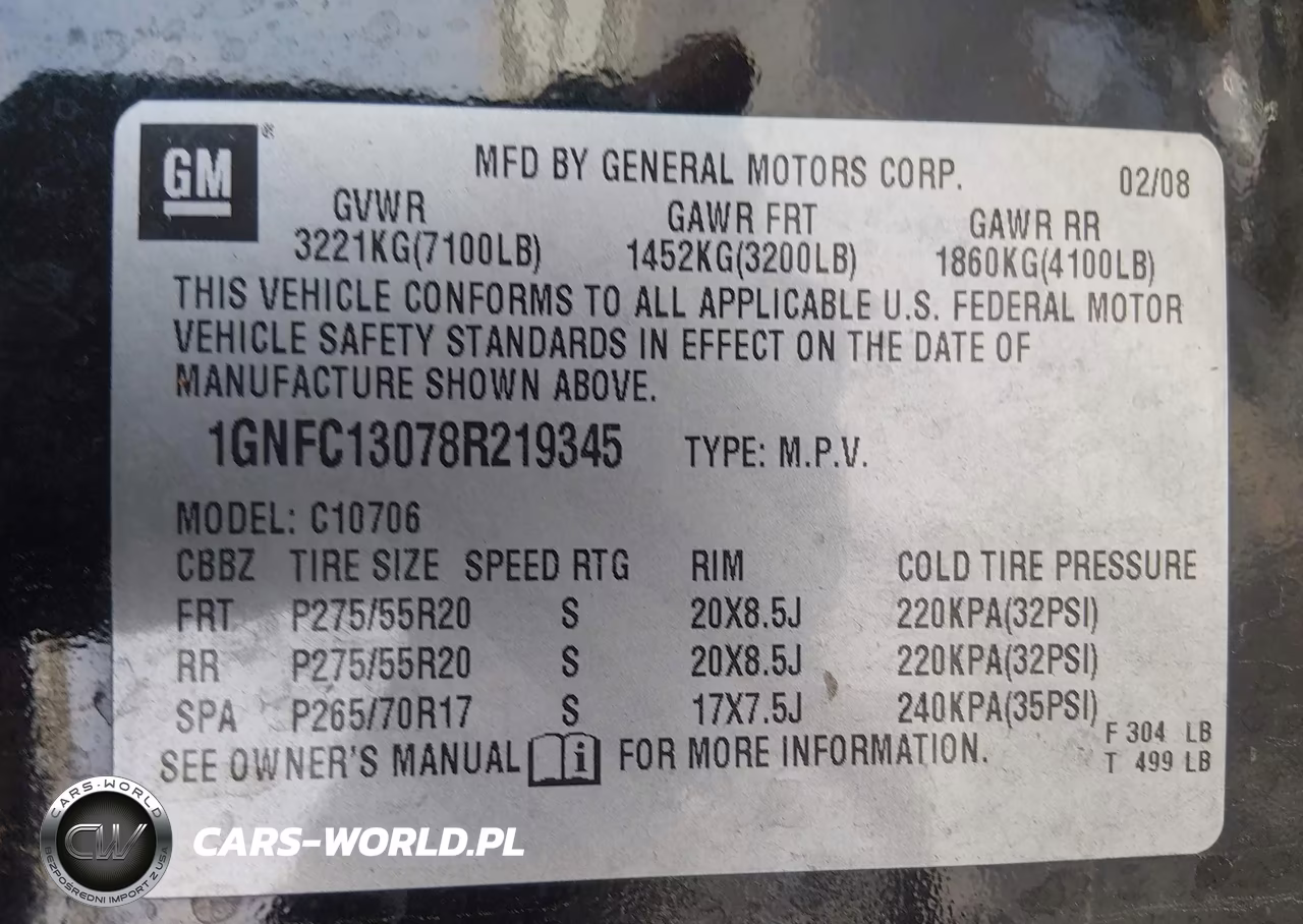 2008 Chevrolet Tahoe Ltz VIN:1GNFC13078R219345 - 9