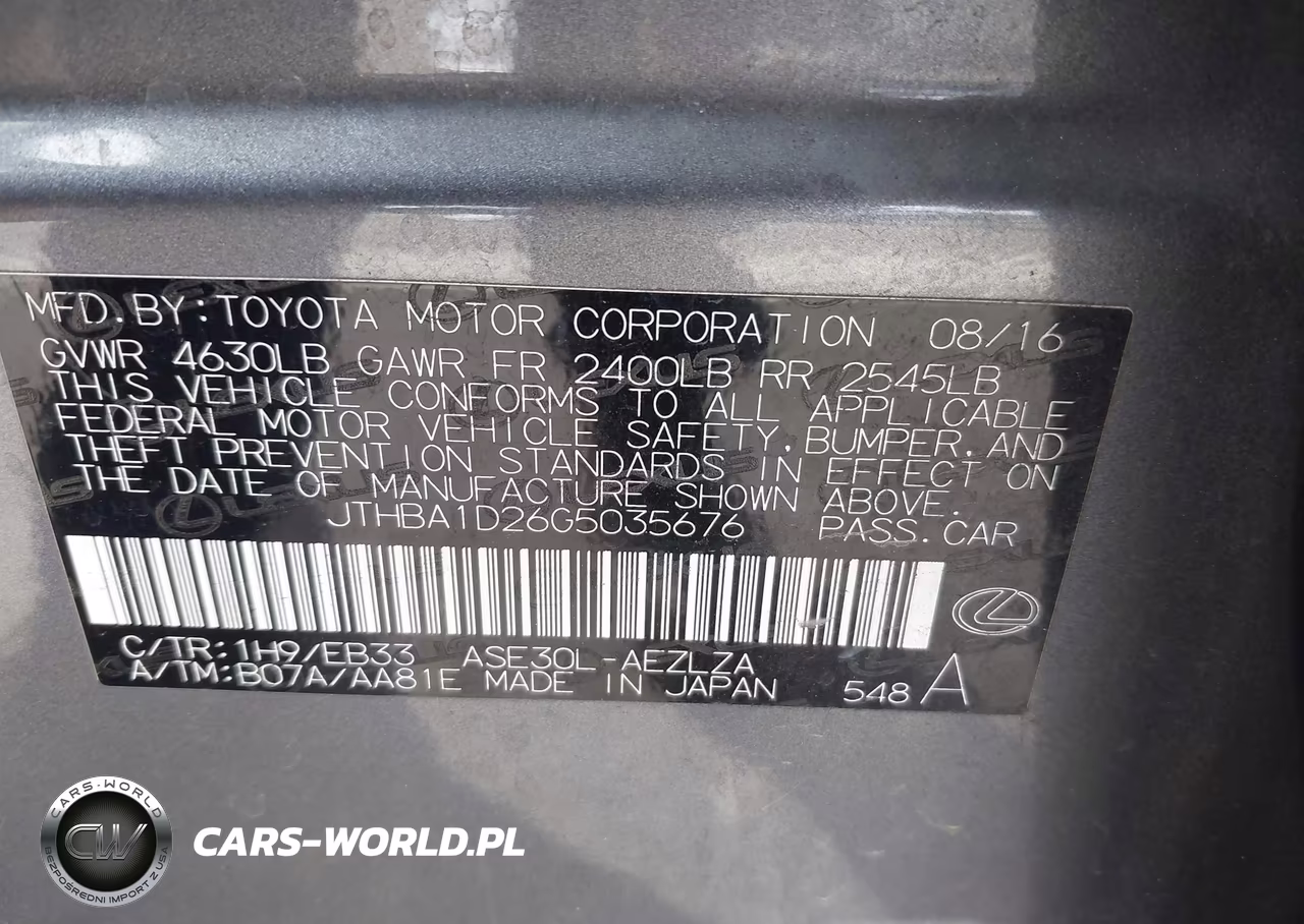2016 Lexus Is 200T VIN:JTHBA1D26G5035676 - 9