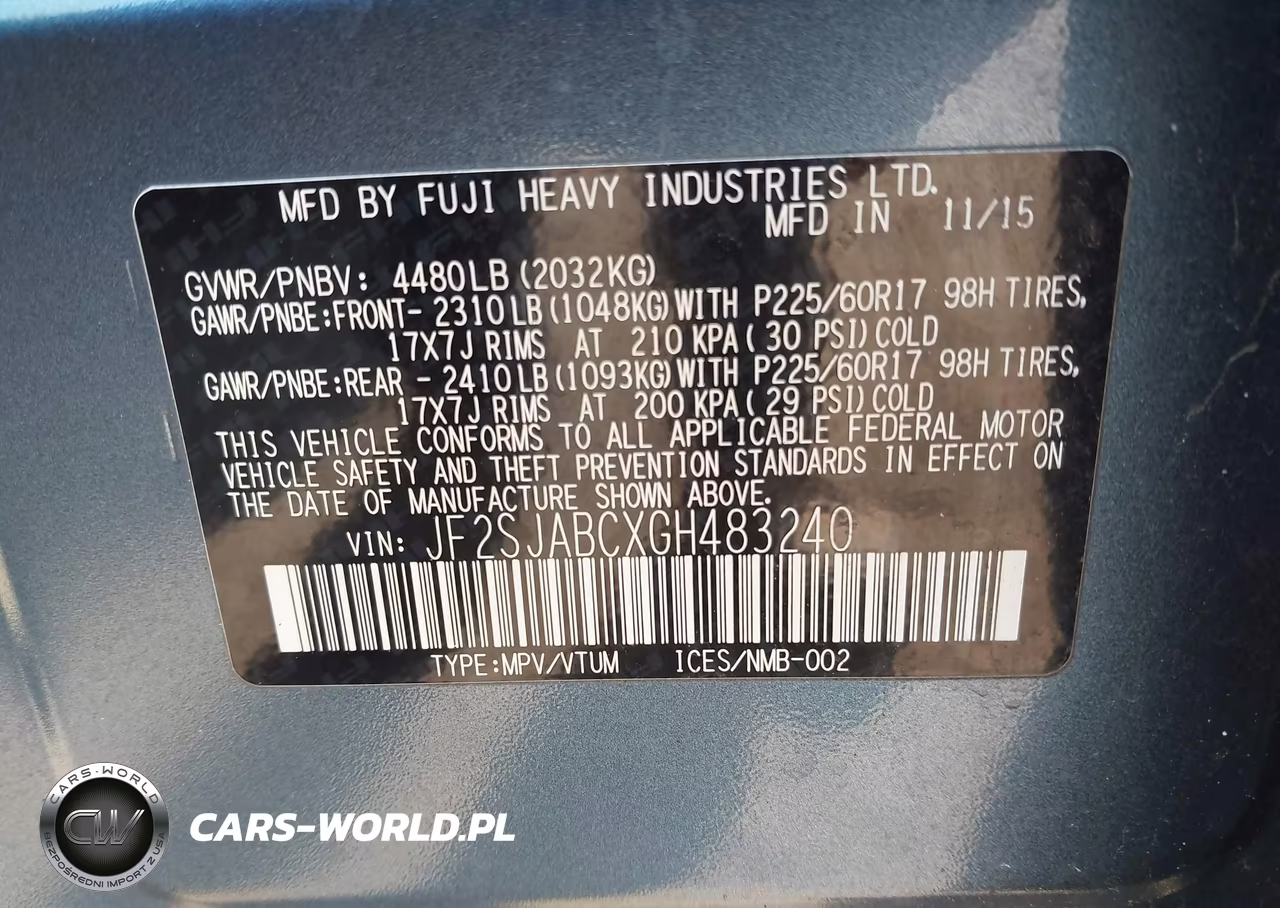 2016 Subaru Forester 2.5I VIN:JF2SJABCXGH483240 - 9