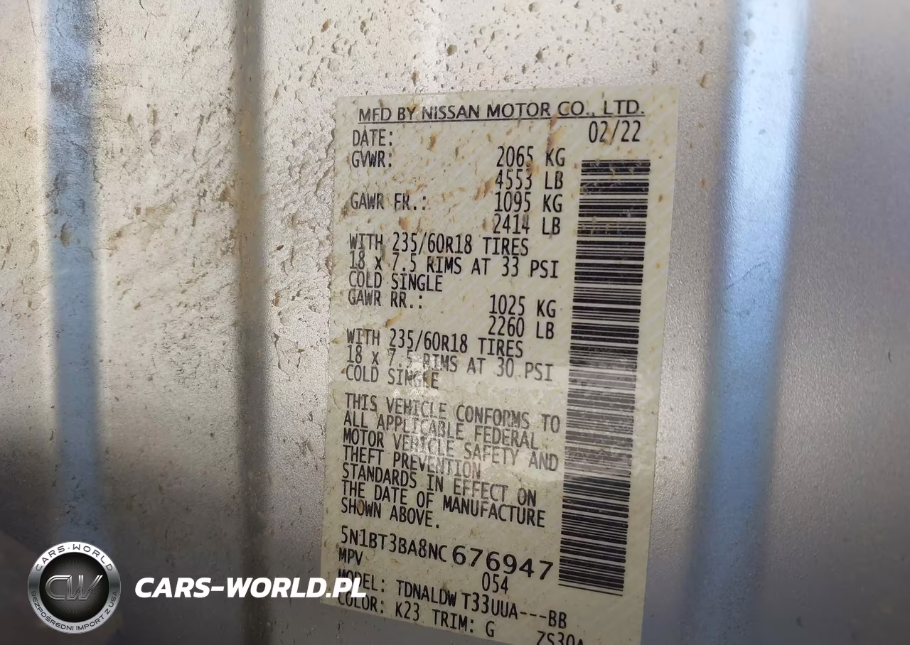 2022 Nissan Rogue Sv Fwd VIN:5N1BT3BA8NC676947 - 9