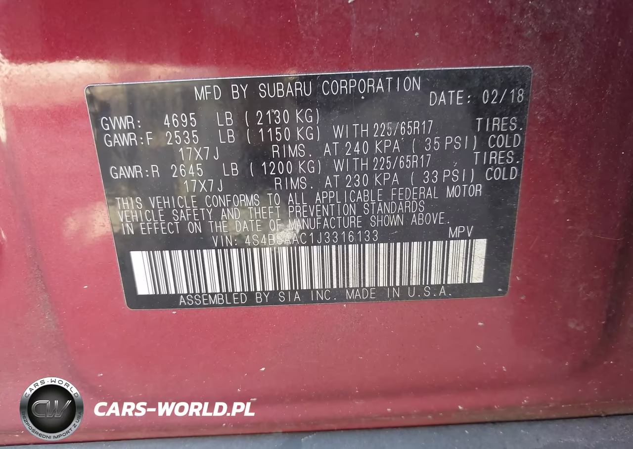 2018 Subaru Outback 2.5I VIN:4S4BSAAC1J3316133 - 9