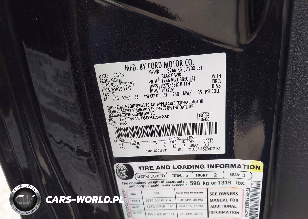 2013 Ford F-150 Fx4 VIN:1FTFW1ET6DKE50280 - 9