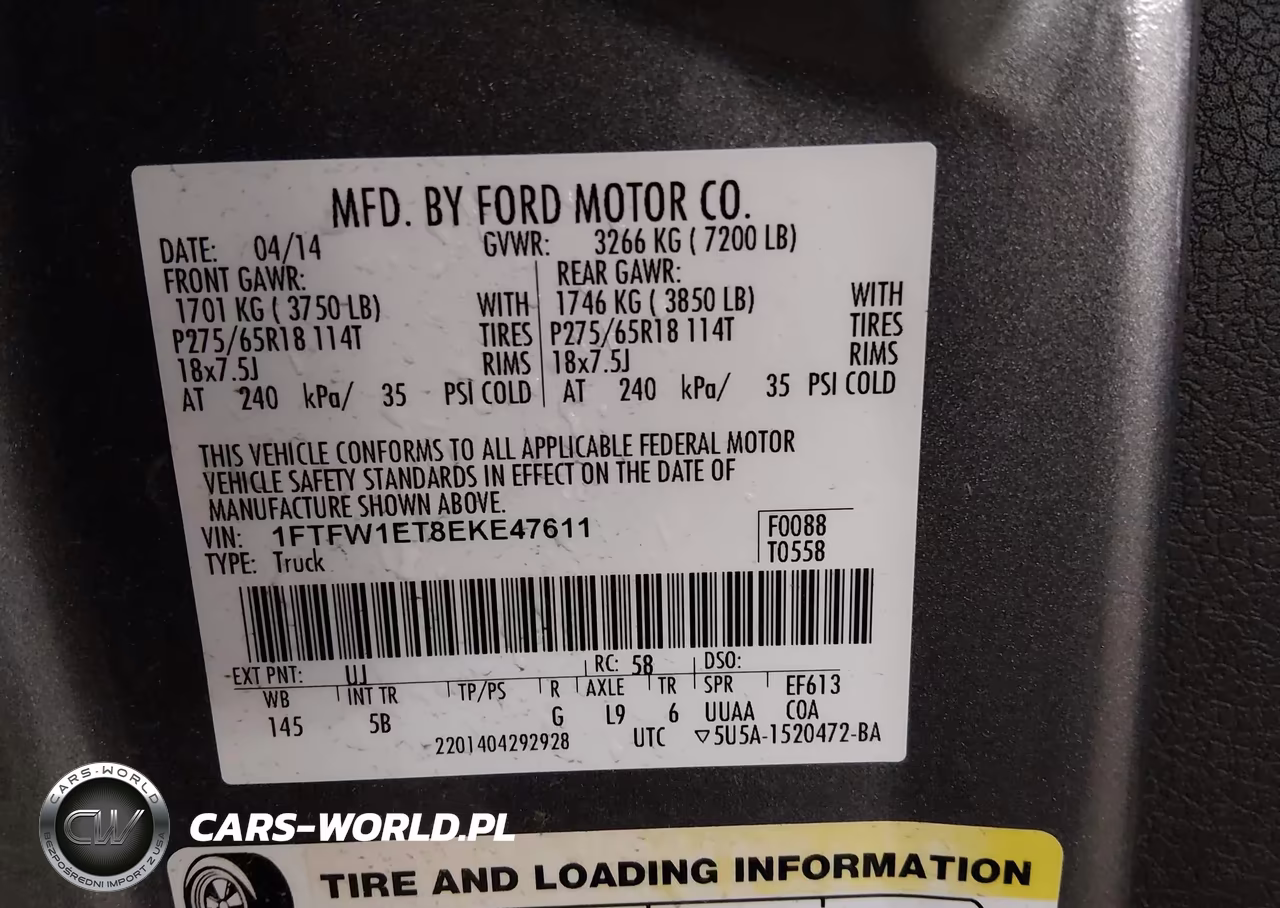 2014 Ford F-150 Fx4 VIN:1FTFW1ET8EKE47611 - 9