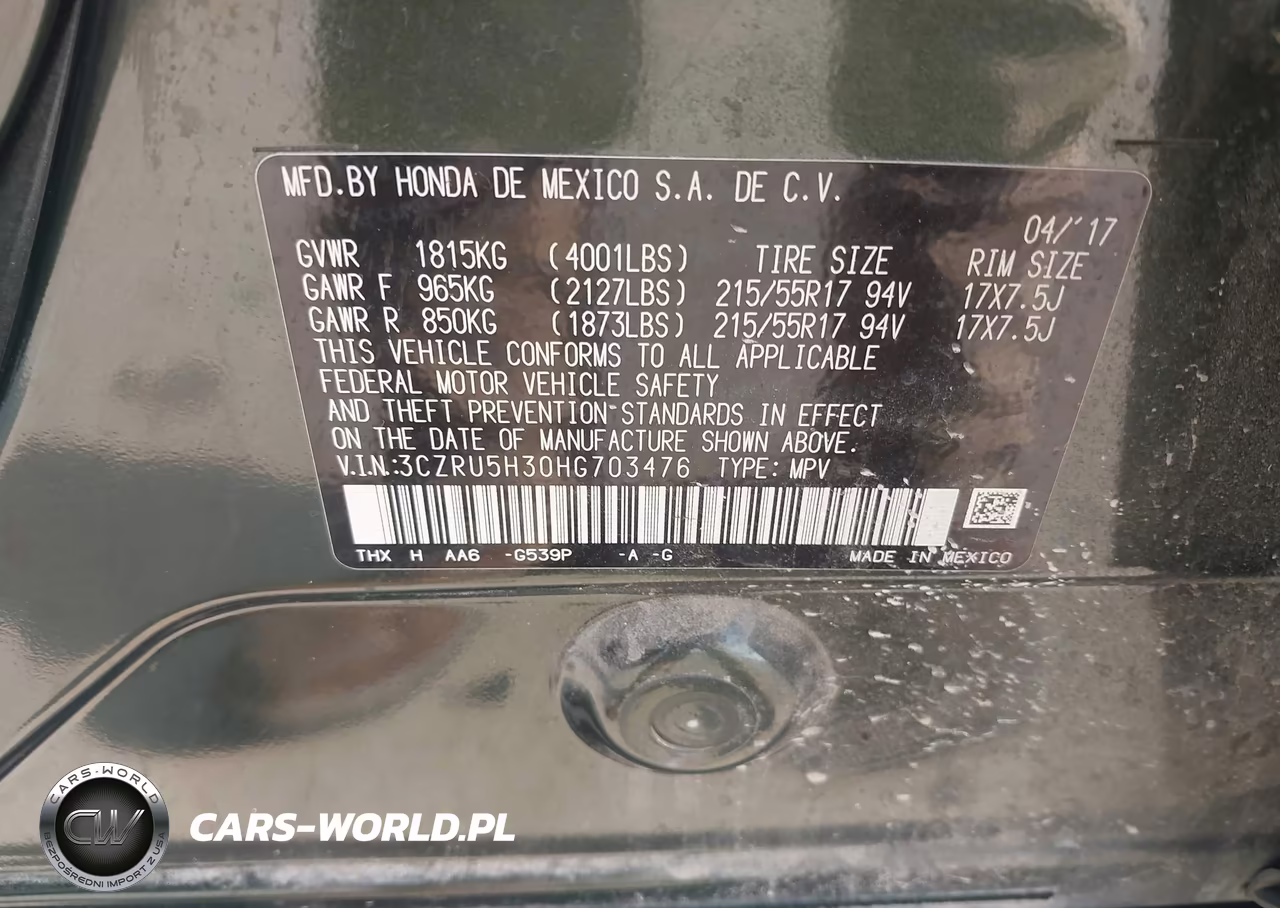 2017 Honda Hr-V Lx VIN:3CZRU5H30HG703476 - 9