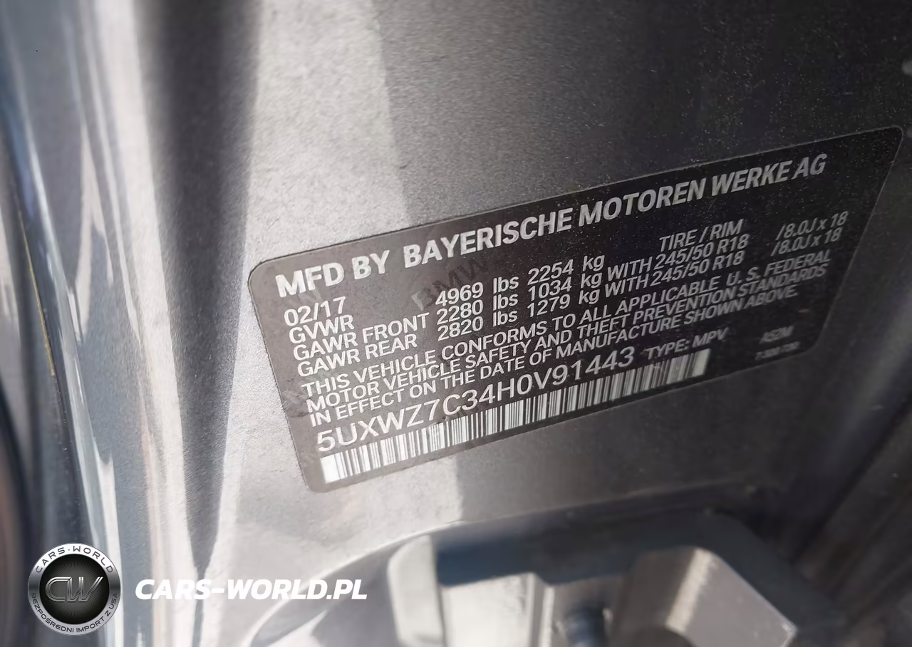 2017 BMW X3 Sdrive28I VIN:5UXWZ7C34H0V91443 - 9