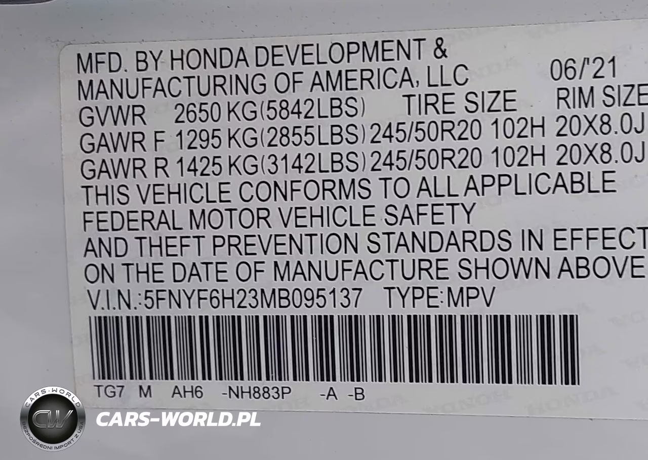 2021 Honda Pilot Awd Special Edition VIN:5FNYF6H23MB095137 - 9