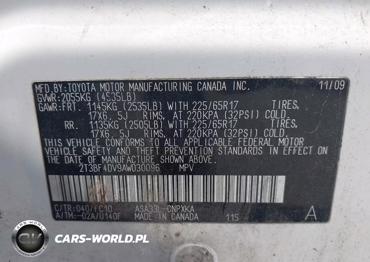2010 Toyota Rav4 VIN:2T3BF4DV9AW030096 - 9
