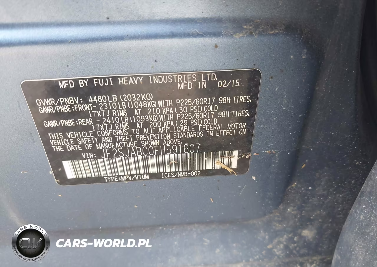 2015 Subaru Forester 2.5I VIN:JF2SJABC0FH591607 - 9