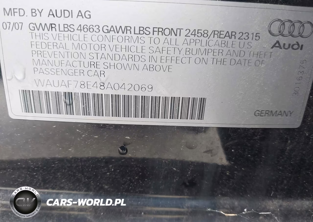 2008 Audi A4 2.0T VIN:WAUAF78E48A042069 - 9