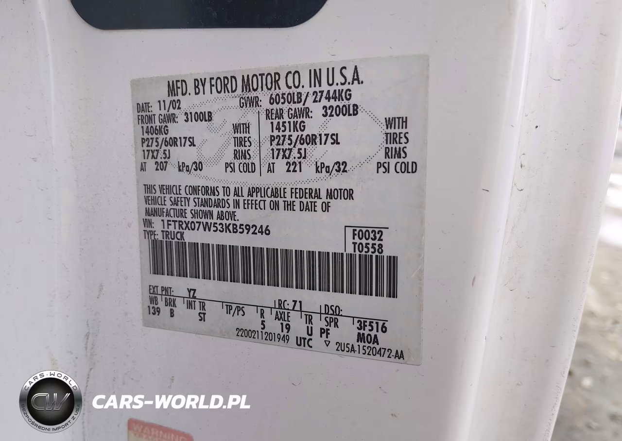 2003 Ford F-150 Lariat-Xl-Xlt VIN:1FTRX07W53KB59246 - 9