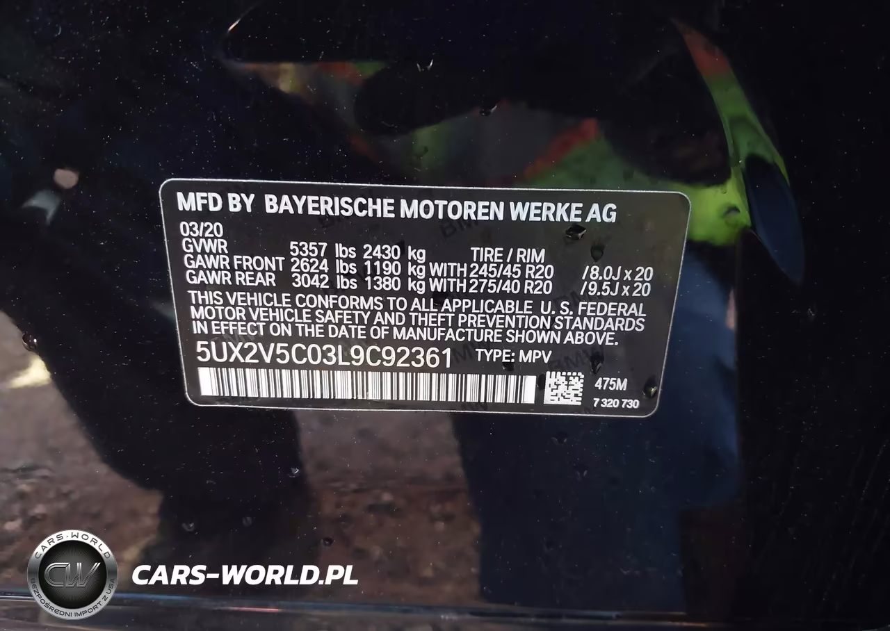 2020 BMW X4 M40I VIN:5UX2V5C03L9C92361 - 9