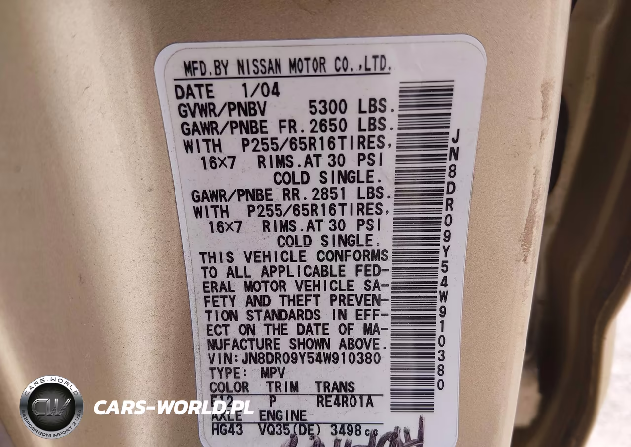 2004 Nissan Pathfinder Se VIN:JN8DR09Y54W910380 - 9
