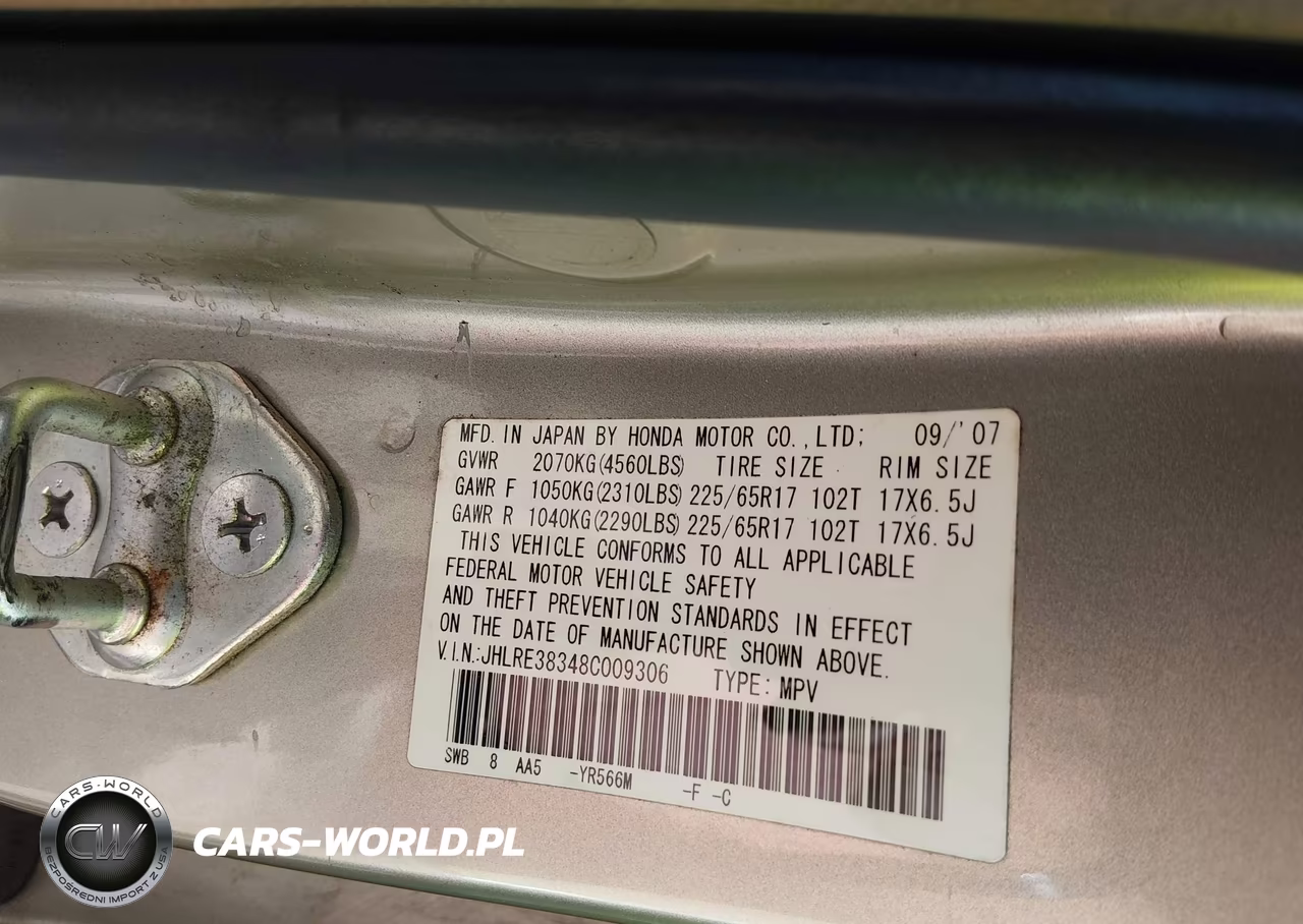 2008 Honda Cr-V Lx VIN:JHLRE38348C009306 - 9