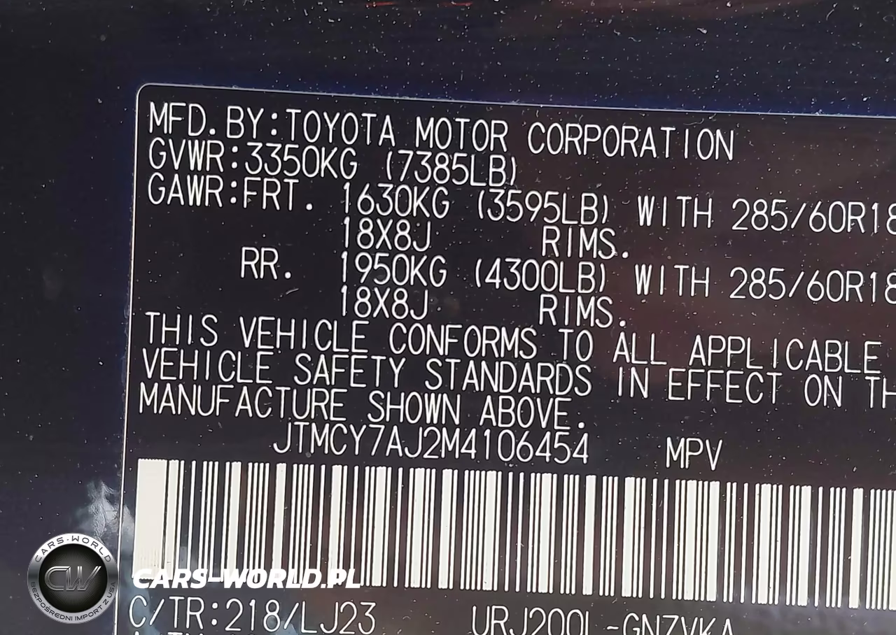 2021 Toyota Land Cruiser VIN:JTMCY7AJ2M4106454 - 9