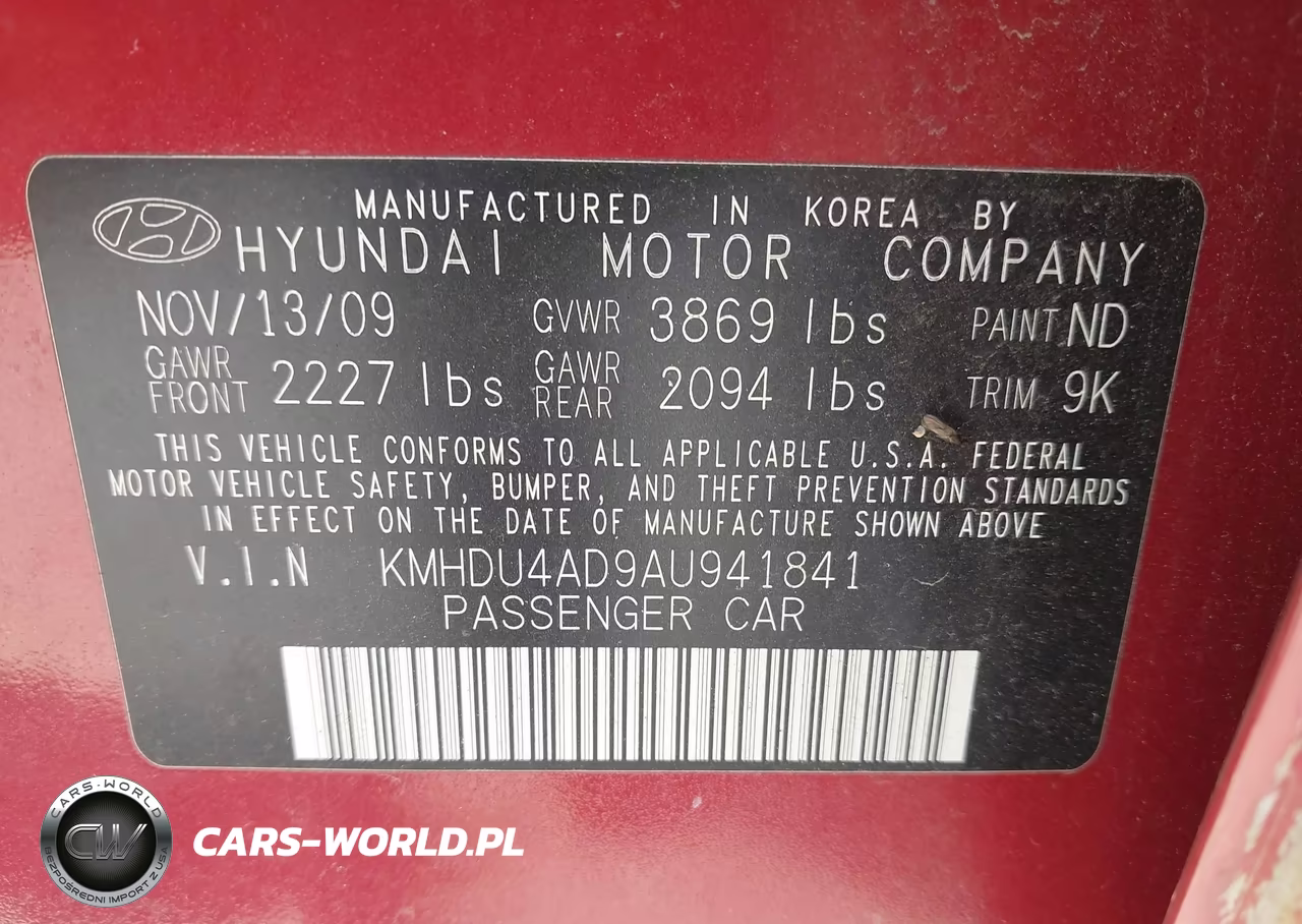 2010 Hyundai Elantra Gls VIN:KMHDU4AD9AU941841 - 9