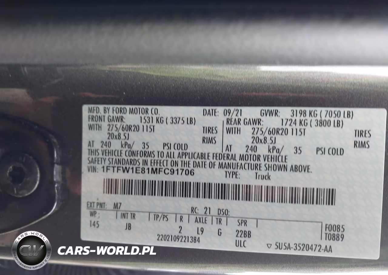 2021 Ford F-150 Xl VIN:1FTFW1E81MFC91706 - 9