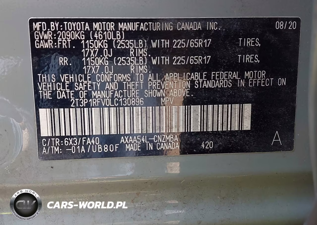 2020 Toyota Rav4 Xle VIN:2T3P1RFV0LC130896 - 9