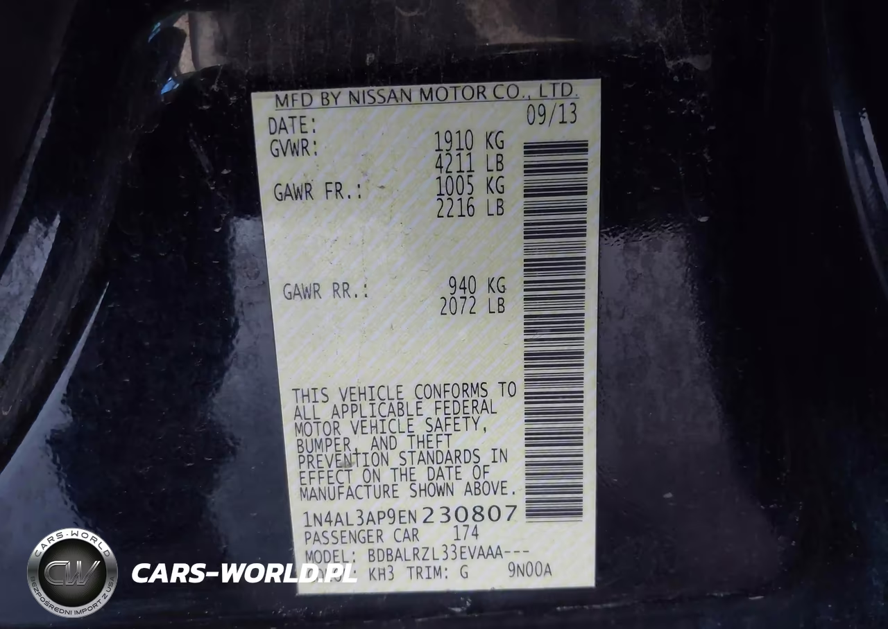 2014 Nissan Altima 2.5 S VIN:1N4AL3AP9EN230807 - 9