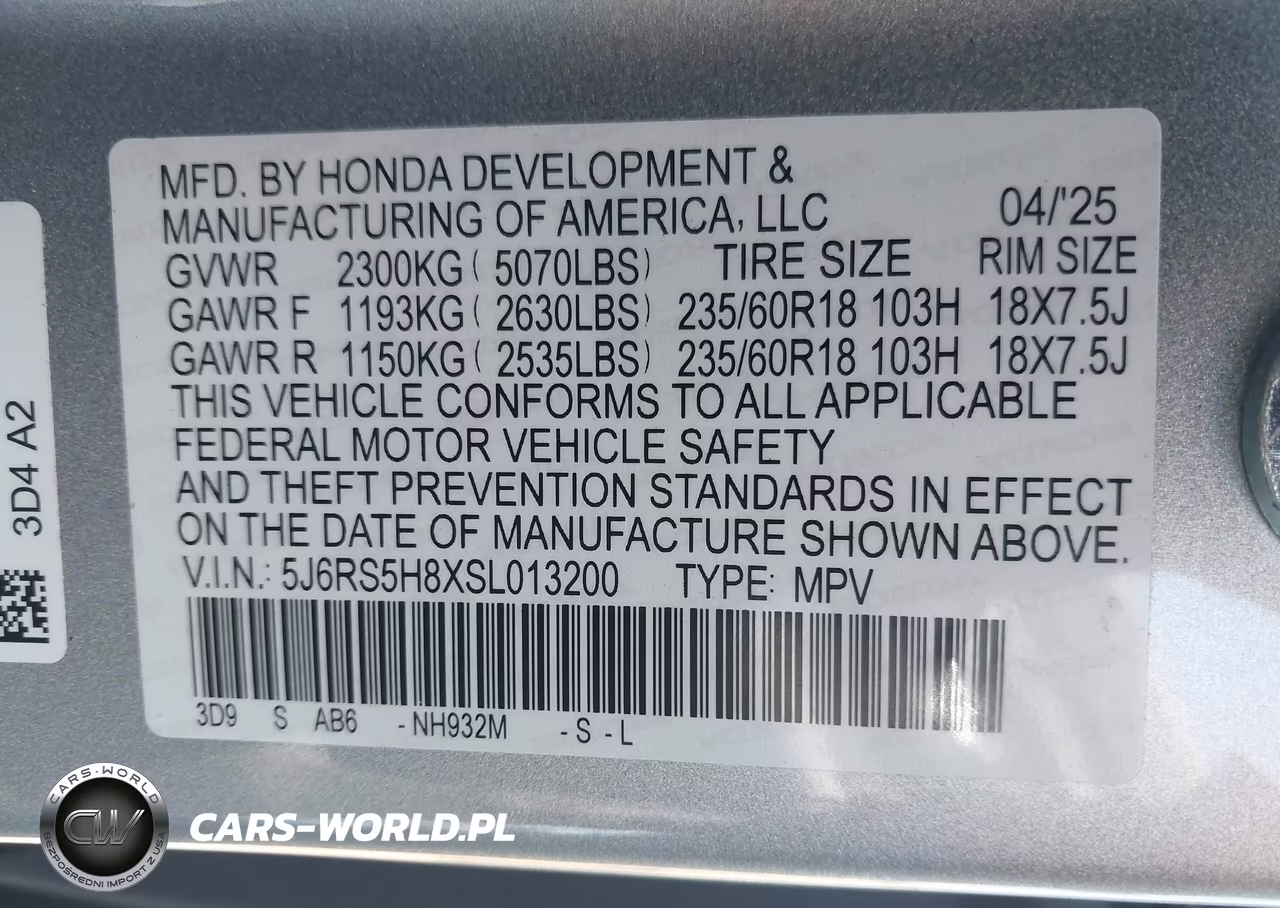 2025 Honda Cr-V Hybrid Sport-L VIN:5J6RS5H8XSL013200 - 9