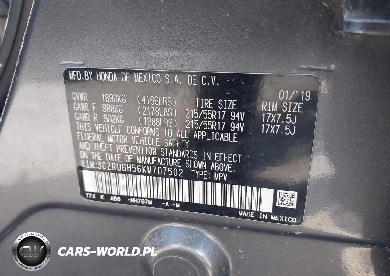 2019 Honda Hr-V Ex VIN:3CZRU6H56KM707502 - 9
