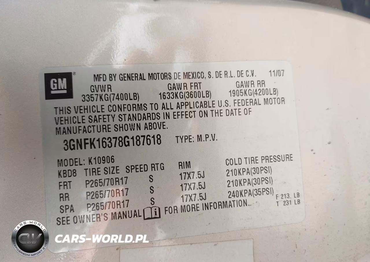 2008 Chevrolet Suburban 1500 Ls VIN:3GNFK16378G187618 - 9