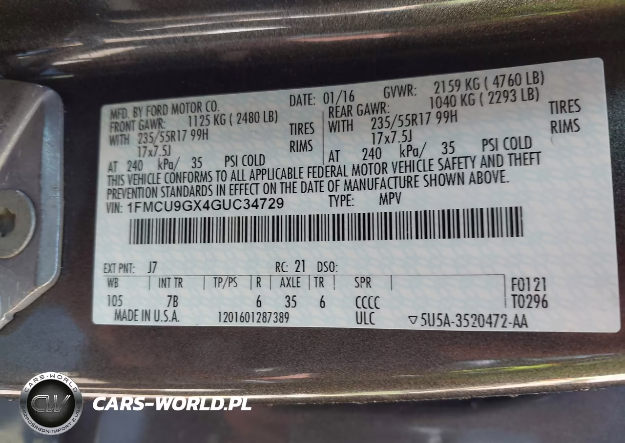 2016 Ford Escape Se VIN:1FMCU9GX4GUC34729 - 9