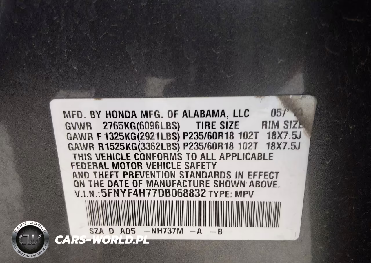 2013 Honda Pilot Ex-L VIN:5FNYF4H77DB068832 - 9