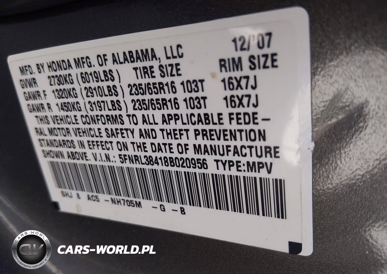 2008 Honda Odyssey Ex VIN:5FNRL38418B020956 - 9
