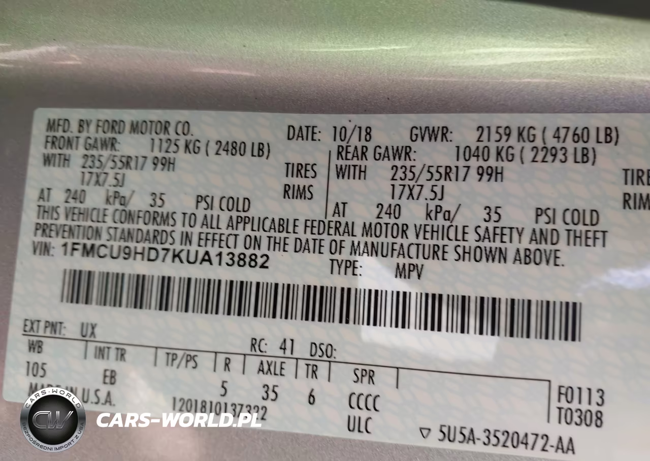 2019 Ford Escape Sel VIN:1FMCU9HD7KUA13882 - 9