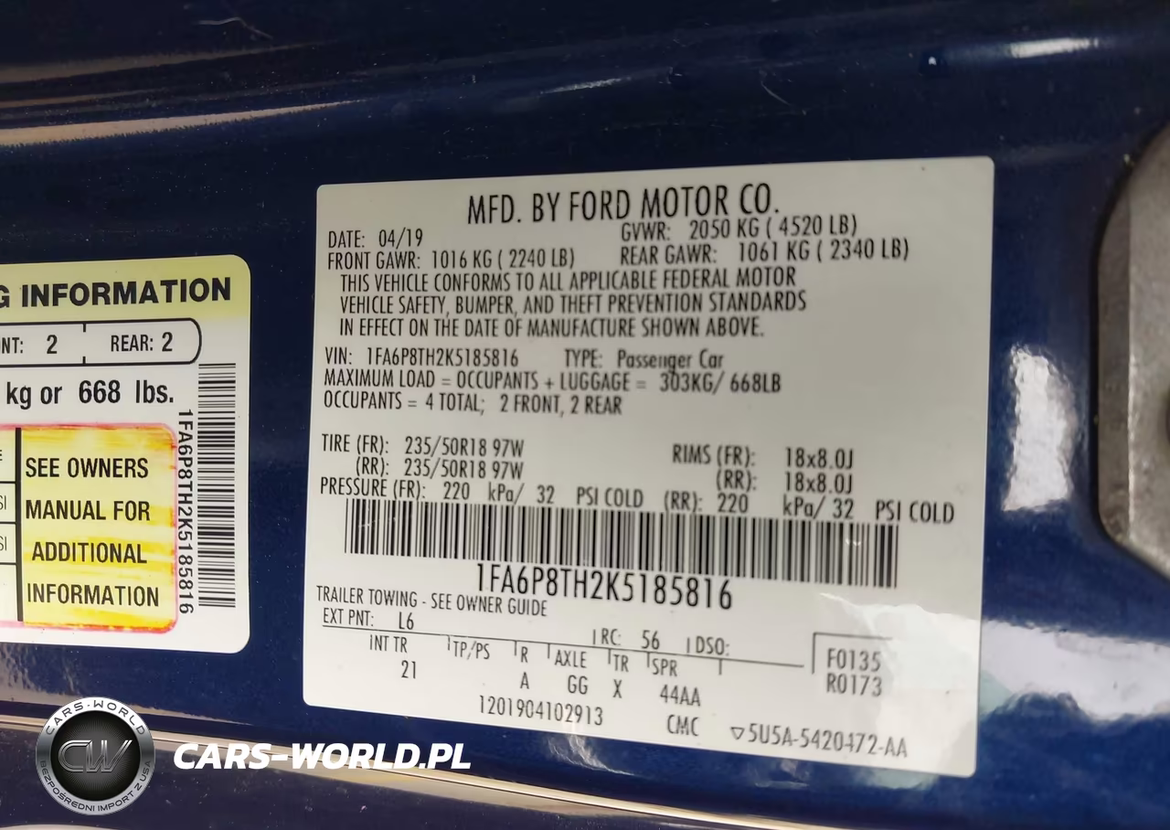 2019 Ford Mustang Ecoboost VIN:1FA6P8TH2K5185816 - 9