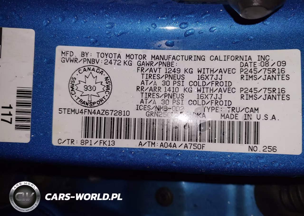 2010 Toyota Tacoma V6 VIN:5TEMU4FN4AZ672810 - 9
