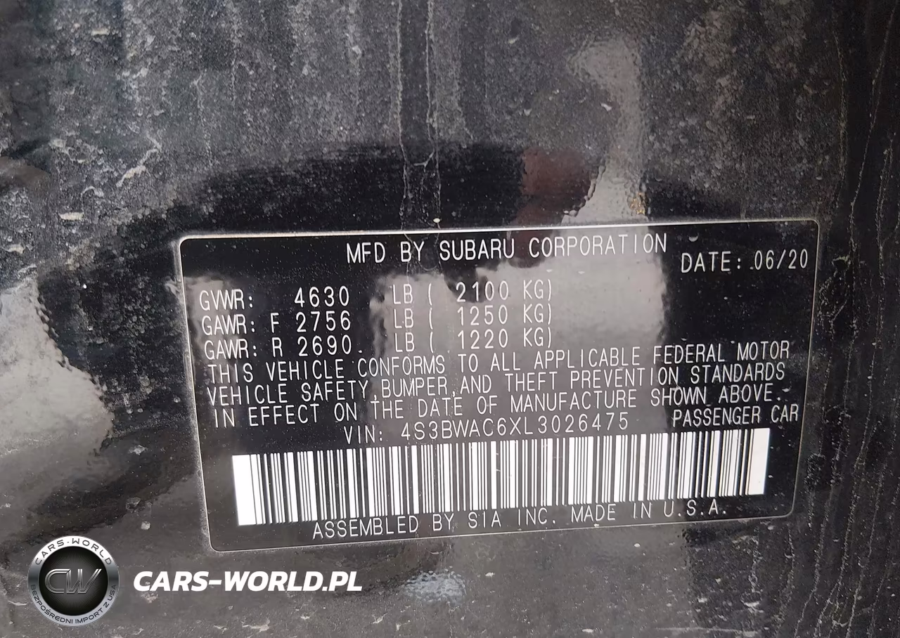 2020 Subaru Legacy Premium VIN:4S3BWAC6XL3026475 - 9