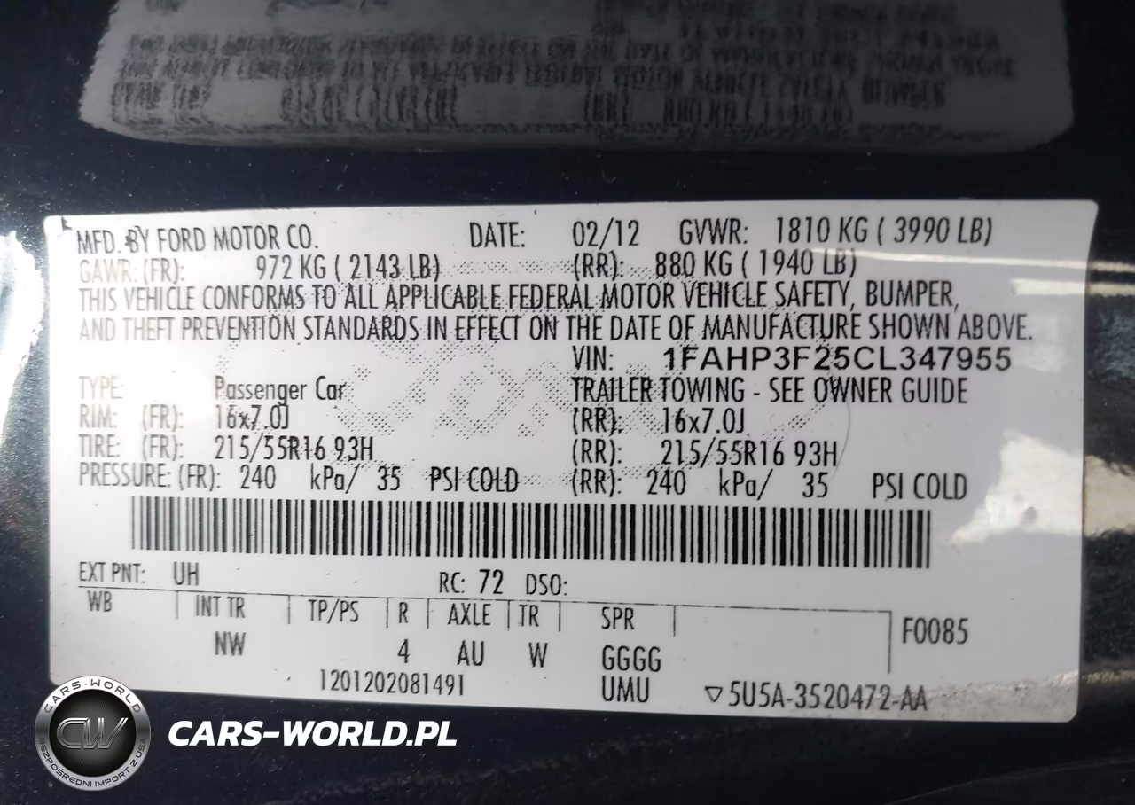 2012 Ford Focus Se VIN:1FAHP3F25CL347955 - 9