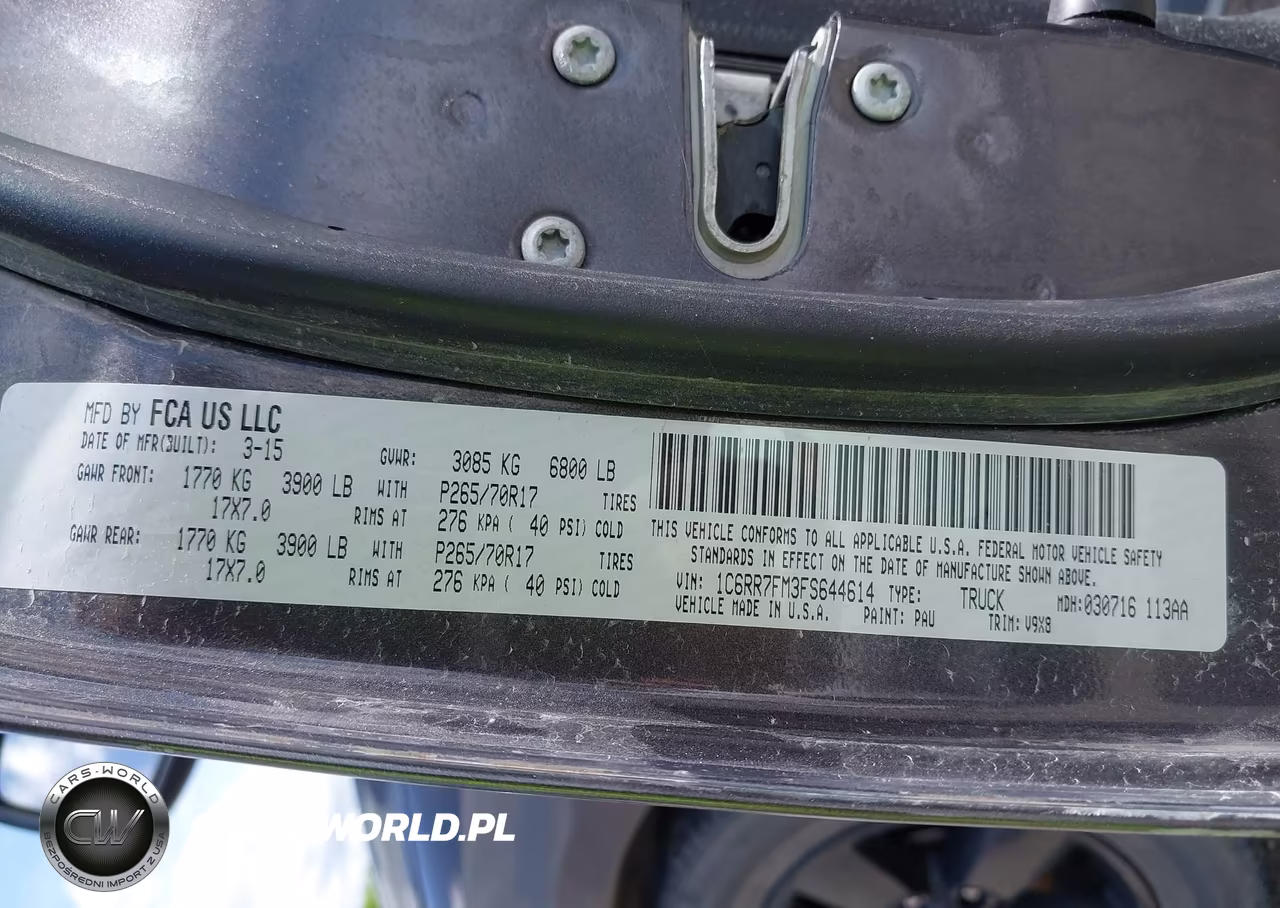 2015 Ram 1500 Tradesman VIN:1C6RR7FM3FS644614 - 9