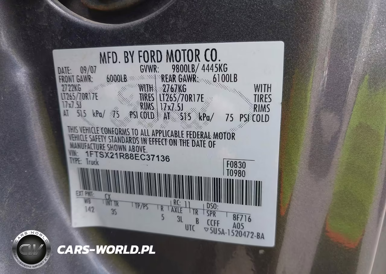 2008 Ford F-250 Xlt VIN:1FTSX21R88EC37136 - 9