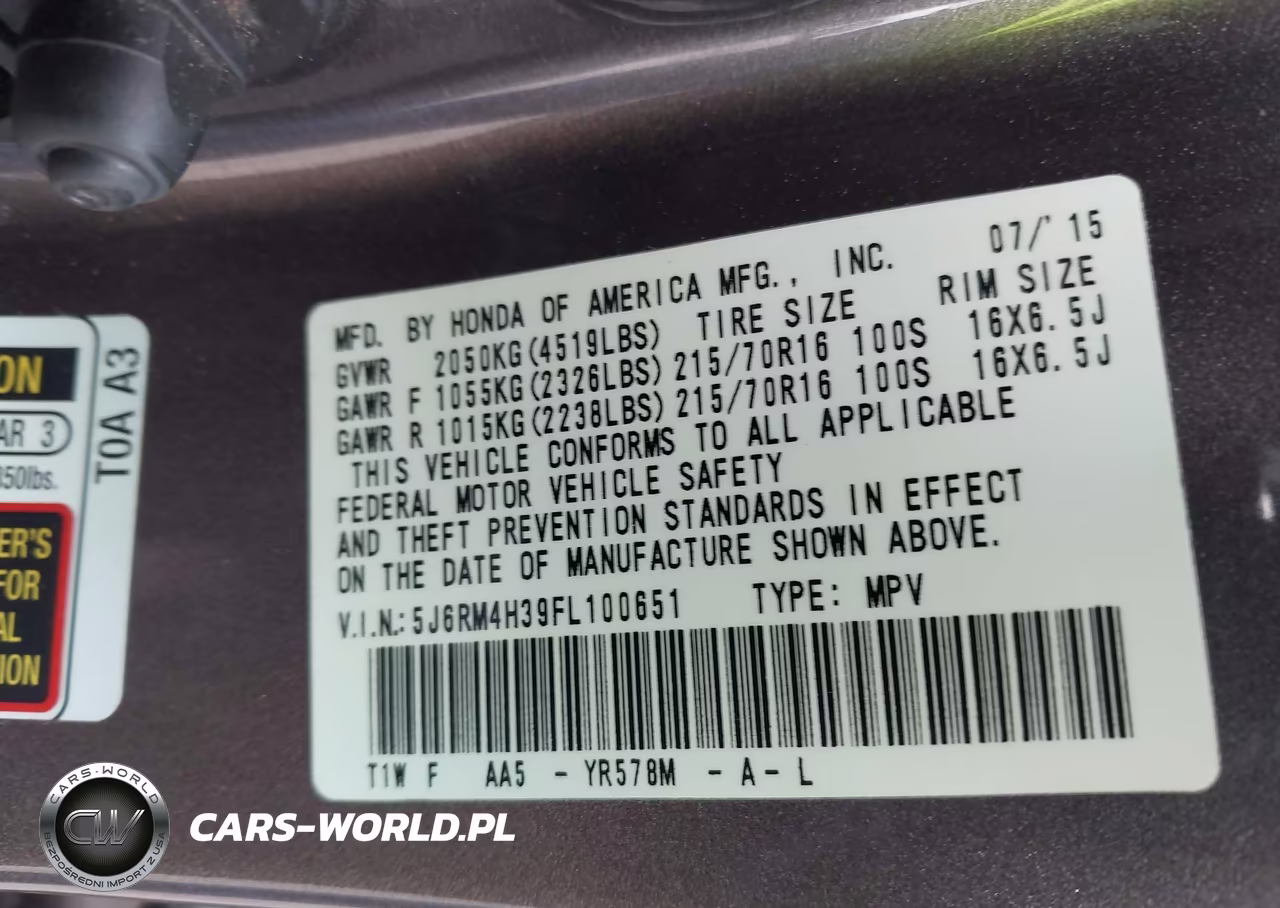 2015 Honda Cr-V Lx VIN:5J6RM4H39FL100651 - 9